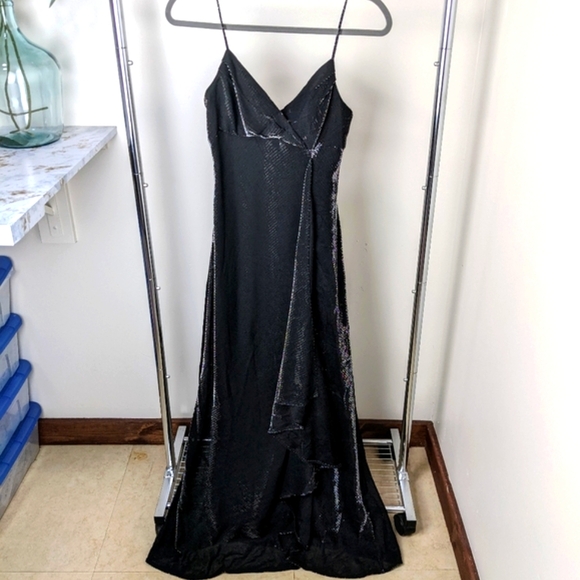 Black Silver Shimmer Sparkly Cache Gown - Picture 1 of 9